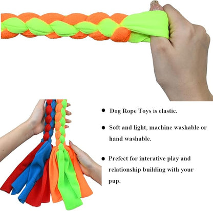 ASOCEA 2 Pack Dog Fleece Rope Toy for Dog Chase and Tug Pet Interactive Cotton Chew Toy Dog Tether Lure Toy Dog Flirt Pole Replacement Toys to Outdoor Exercise & Training