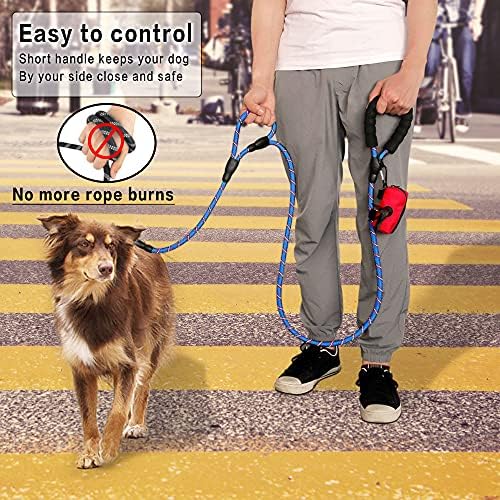 PLUTUS PET Rope Dog Leash 6ft Long,Traffic Padded Two Handle,Heavy Duty,Reflective Double Handles Lead for Control Safety Training,Leashes for Large Dogs or Medium Dogs,Dual Handles Leads(Navy Blue) - Image 3