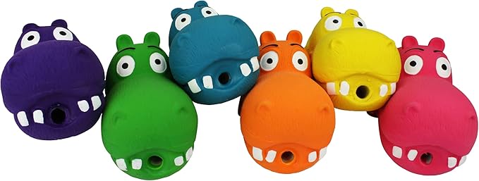 Multipet Hippopotamus Latex Hippo That Grunts 8 inch Dog Toy (Assorted Color / 1 Pack), Large Breeds