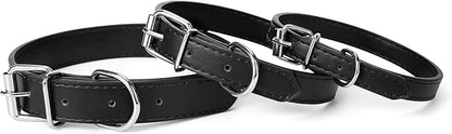 Black Leather Dog Collar for Small,Medium, Large Dog, (Small: Wide :0.55'' for Dog's Neck: 9''~12'', Black)