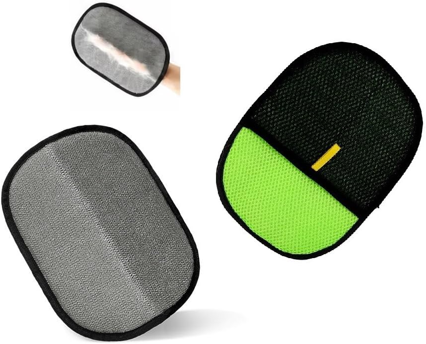 2 Pack Pet Hair Removal Glove, Reusable Electrostatic Magic Brush Glove for Couch, Carpet, and Car Seat (Green) by MLHpeak