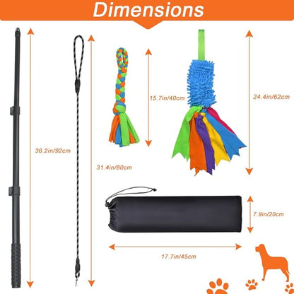 ASOCEA Flirt Pole for Dogs,Interactive Dog Toy with Squeaky Plush Rope Lure Toy,Dog Teaser Wand for Large Medium Small Dog Puppy Outdoor Exercise & Training