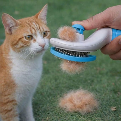 Self Cleaning Slicker Brush for Dogs Cats - One-Click Pet Grooming Tool, Removes Loose Undercoat & Tangles | Gentle Massaging Bristles for Long/Short Hair | Effective Deshedding