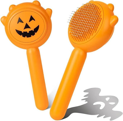 Cat Brush for Shedding, Pumpkin Cat Brushes with Gentle Bristles and Release Button, Gentle Self Cleaning Pet Brush for Indoor Cats and Dogs Daily Grooming Tool During Shedding Season