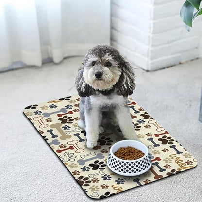 Dog Food Mats for Floors Waterproof, Pet Water Bowl Mats Pet Feeding Absorbent Placemats Beige 24 * 32 inch