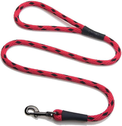 Mendota Pet Snap Leash - British-Style Braided Dog Lead, Made in The USA - Black Ice Red, 1/2 in x 4 ft - for Large Breeds