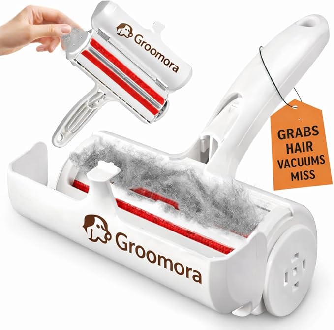 Pet Hair Remover Roller - Reusable Lint Roller for Dog & Cat Hair on Furniture, Couch, Carpet, Clothing - Eco-Friendly Portable Fur Remover Tool (White)