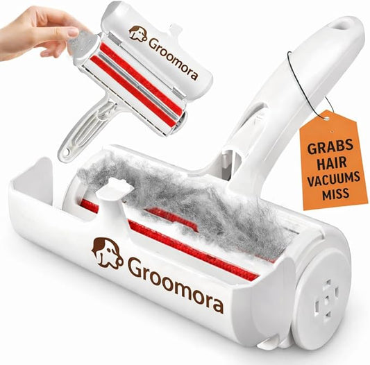 Pet Hair Remover Roller - Reusable Lint Roller for Dog & Cat Hair on Furniture, Couch, Carpet, Clothing - Eco-Friendly Portable Fur Remover Tool (White)