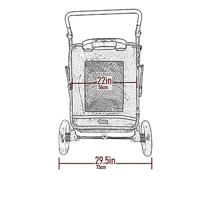 Pet Gear NO-Zip Pet Stroller with Dual Entry, Push Button Zipperless Entry for Single or Multiple Dogs/Cats, Pet Can Easily Walk in/Out, Gel-Filled Tires, Platinum, Expedition