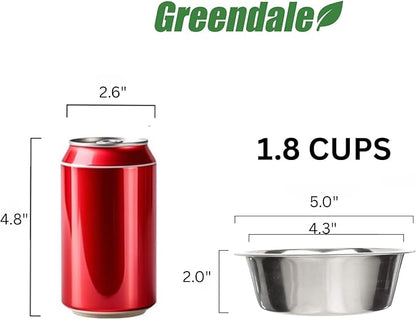 Greendale - 4 Pack - 1.8 Cup Capacity - Stainless Steel Metal Dog Bowls - Perfect for Dog Food and Water. Wrong Size? Click to Look at Our Size Options.