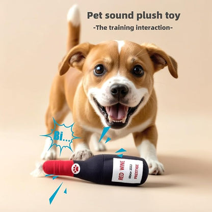 Dog Toy Squeaky Dog Toys for Boredom Christmas Beer Shape Interactive Dog Toys Birthday Gifts Plush Chew Toy for Small Medium Dogs