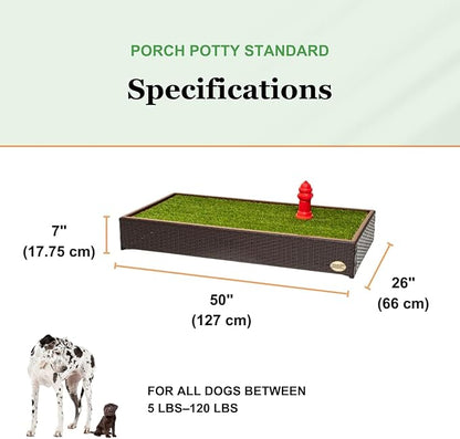 Porch Potty Artificial Grass Potty Pads Without Sprinklers - Standard Size 26x50x7 Reusable Potty Training Pad - Washable Pee Pad for Dogs - Instant Drainage - Quick Absorb - 4x2 Feet Grass Area