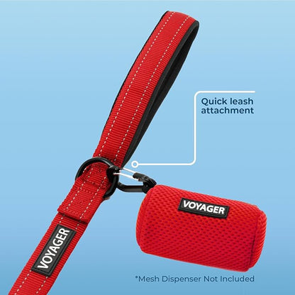 Best Pet Supplies Voyager Reflective Dog Leash or Collar with Neoprene Handle, for Small, Medium, and Large Breed Puppies, Cute and Heavy Duty for Walking, Running and Training - Red (Leash), M