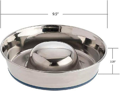 OurPet's DuraPet Slow Feed Premium Stainless Steel Dog Bowl, Silver (2040010301)