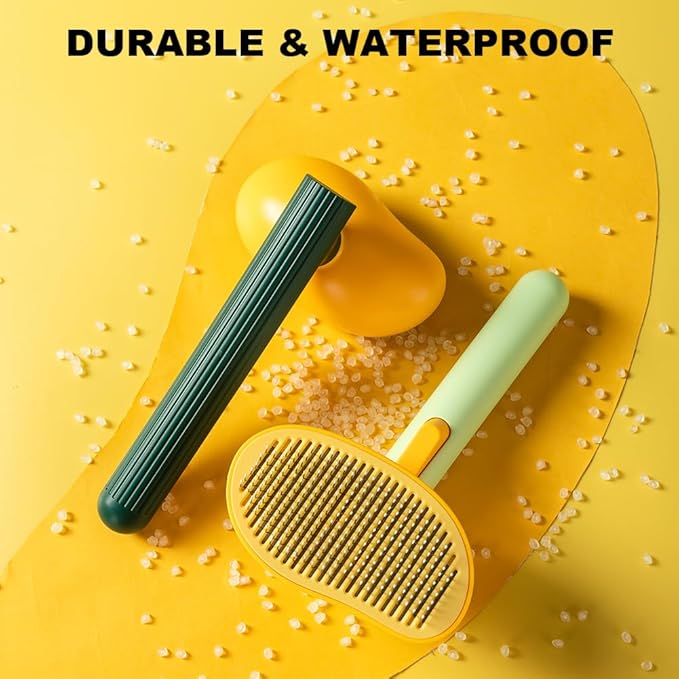 Mango Dog Brush, Gentle Self Cleaning Pet Brush with Release Button for Cats and Dogs, Easy to Remove Loose Hair Daily Grooming Tool During Shedding Season