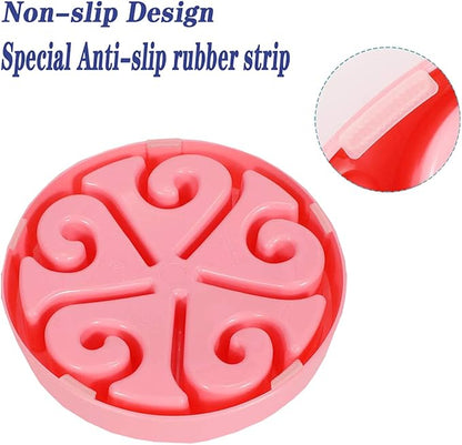 Dog Bowl Slow Pet Feeders Non Skid Bowl Dog Water Bowl Dry Food Bowl Slow Feeder Fun Bowl Slow Eating Bowl for Small Dog Large Dog Medium (Pink, M)