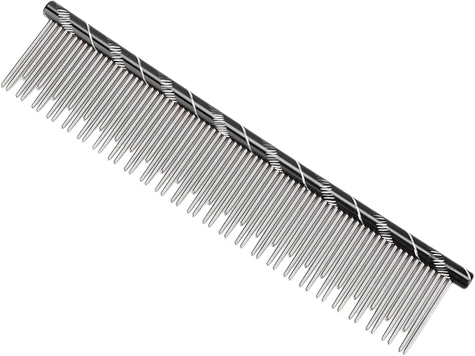 Pet Hair Removal Comb Reusable Comfortable Stainless Steel Comb for Cat Grooming Pet Hair Removal Comb Stainless Steel Pet Comb Open Knot Comb Grooming Comb (Black)