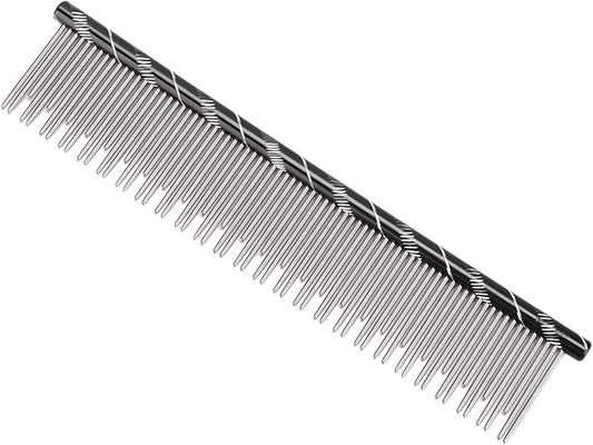 Pet Hair Removal Comb Reusable Comfortable Stainless Steel Comb for Cat Grooming Pet Hair Removal Comb Stainless Steel Pet Comb Open Knot Comb Grooming Comb (Black)