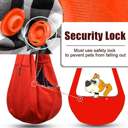 Tomkas Small Dog Cat Sling Carrier Puppy Purse Travel Wrap Soft Crossbody Pet Bag (Red, M - Zip Pocket & Classic Strap)