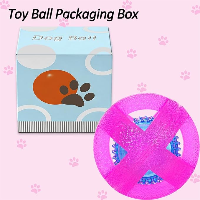 Dog Ball Toy for Chewing and Treat Dispensing - Tough Rubber Puppy Chew Toys Interactive Puzzle Balls for Teething & Slow Feeding, 3.5 Inch (Pink)