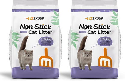 Premium Cat Litter, Non-Stick Strong Clumping Cat Litter, 100% Natural Cassava Kitty Litter, Multi-Cat/Unscented Dust-Free/Odor Control/Ultra Absorbent/Less Scattering - 18 lbs - 2 Pack