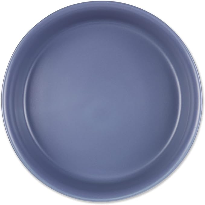 Bone Dry Ceramic Pet Bowls for Dogs & Cats Dishwasher & Microwave Safe, Non-Slip Bottom for Secure Feeding with Less Mess, Medium Set, 6x2, French Blue, 2 Count