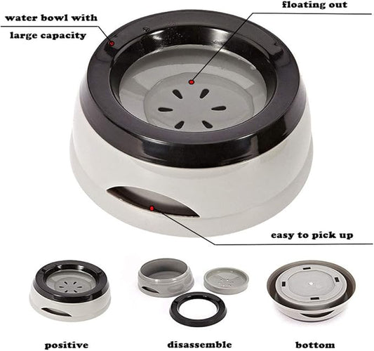Love Dream No Spill Dog Water Bowl, No Drip Dog Slow Water Feeder No Slip Vehicle Carried Pet Water Dispenser 25 oz with Floating Disk Slow Drinking Bowl for Dogs Cats (Gray)