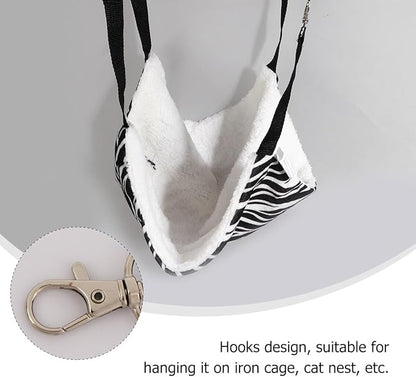 2pcs Reversible Cat Hammock Bed with Breathable Fabric 35x35cm, Hanging Pet Sleeping Bed for Indoor Cats, Black White Polka Dot and Zebra Pattern Pet Nest