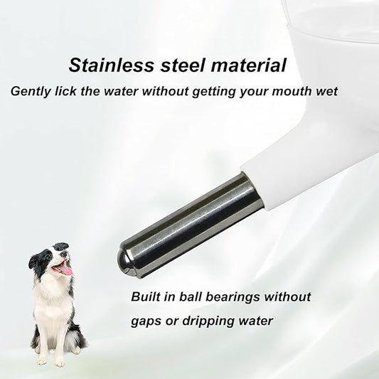 No-Drip Water Bottle/Feeder for Hamsters/Guinea Pigs/Ferrets/Rabbits/Cats and Dogs, Small Animals and Small Pets - for Use in Cages, Crates or Suspension Mounts.13.5 oz. Nozzle 10 mm, White