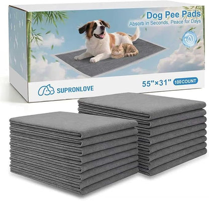 Charcoal Puppy Pads 55"×31", Ultra-Large Carbon Pee Pads for Dogs 100Count, Odor-Control Dog Pee Pads, 6-Layer Dog Training Pads, Ultra-Absorbent & Quick-Dry Black Puppy Pads