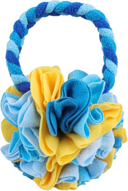 Snuffle Ball with Handle, Tug of War Rope Toys for Small Medium Dogs, Interactive Dog Toys Puppy Training Pull Toy for Exercise & Interactive Play Games (Blue)
