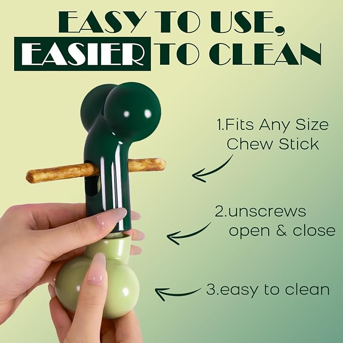Apasiri Bully Stick Holder for Aggressive Chewers: Indestructible Dog Toy Prevents Choking No More Swallowed Ends, Bacon Flavored Nylon Tough Chew Toy to Keep Them Busy Medium/Large Dogs, Green