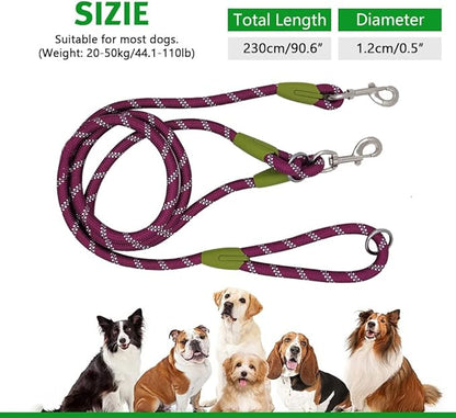 pawstrip Hands Free Dog Leash Crossbody Dog Running Leash Handsfree Pet Rope for Hiking Training Heavy Duty Reflective Pet Walking Belt (Purple)