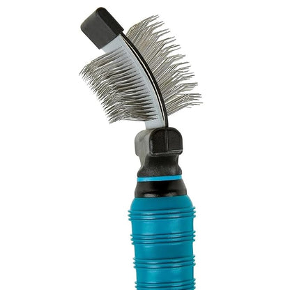 Ergonomic Double Sided Flexible Slicker Brushes for Dog Cat Pet Pro Grooming or Home Use (Small)