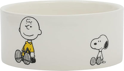 Peanuts Snoopy & Charlie Brown 6" Stoneware Dog Food Bowl – for Small to Medium Dogs – Cute Cartoon Pet Dish, Durable & Easy to Clean – Puppy Feeding