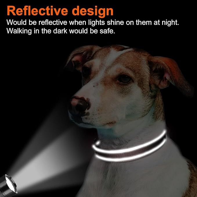 Joytale Reflective Dog Collar, Soft Neoprene Padded, Metal D-Ring, Nylon Pet Collar Adjustable for Medium Dogs, Brown, Medium