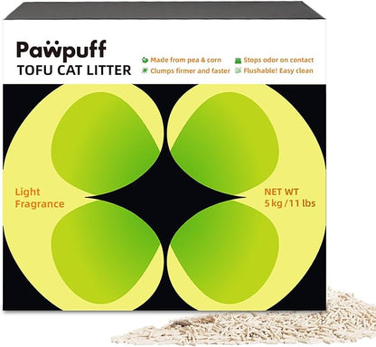 Tofu Cat Litter Strong Clumping Litter 99.9% Dust Free and Flushable Cat Litter, Natural Sustainable Ingredients Odor Control, Low Tracking