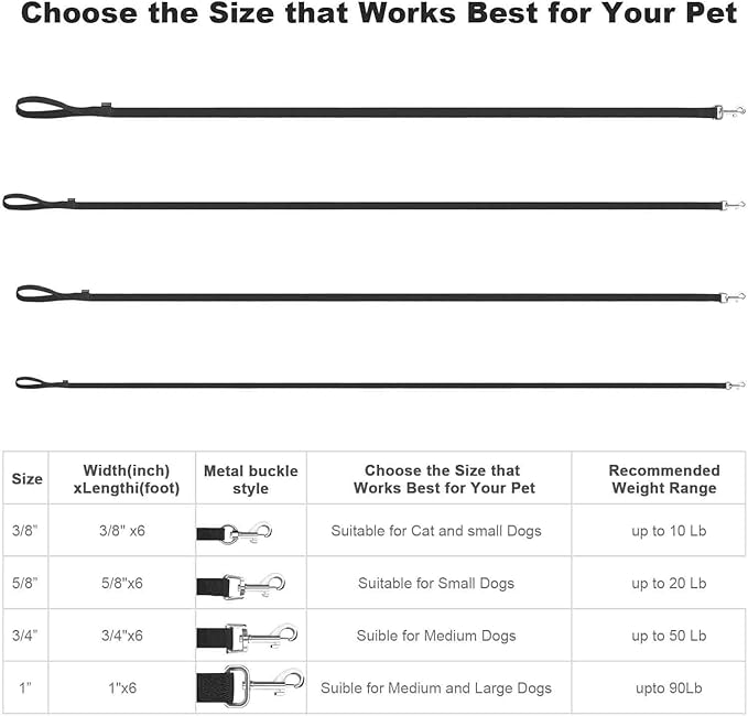 AMAGOOD 6 FT Cat Leash, Strong and Durable Traditional Style Leash with Easy to Use Collar Hook,Cat Lead Great for Cats (3/8 in x 6 ft,Black and Brown(2-Pack))