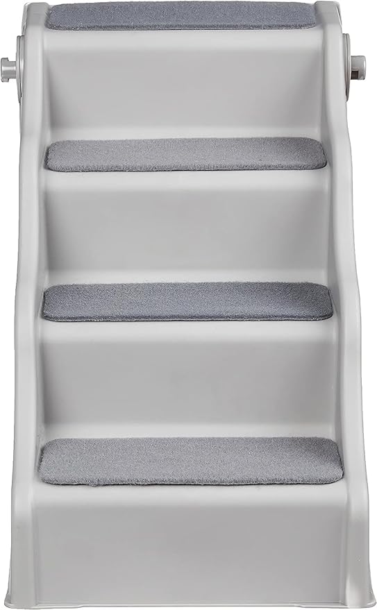 Amazon Basics Foldable Non-Slip Pet Stairs for Small Dogs and Cats, Senior Pets, Easy to Climb, 14.6" x 22.75" x 19.5", Grey