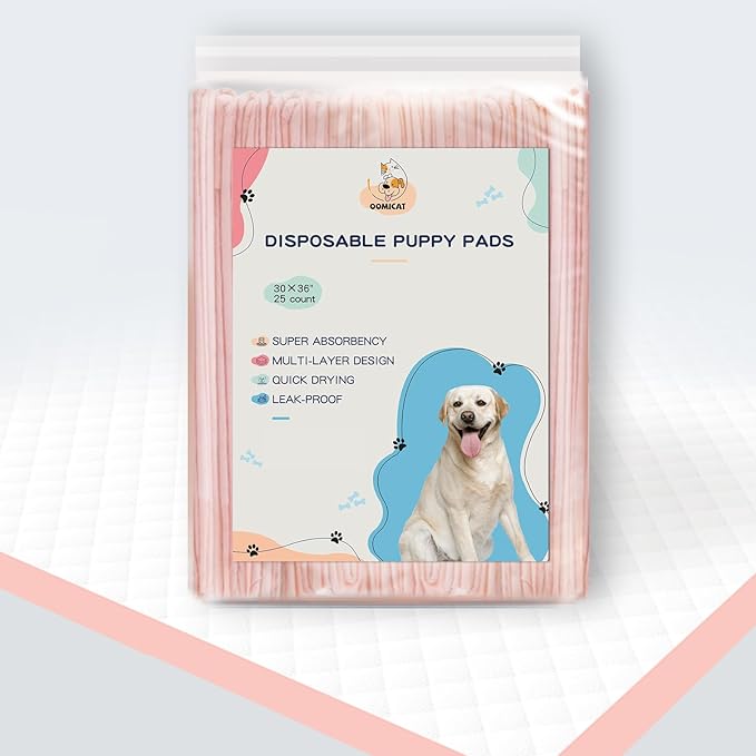 Puppy Pads Extra Large 30"×36" - 25 Count, XL Pee Pads for Dogs, Unscented Pink Dog Pads, Super Absorbent & Leak-Proof Potty Pads for Doggies