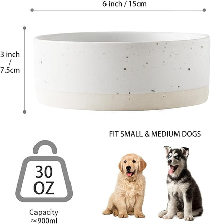 Oslo Ceramic Dog Bowl - 6'' Dog Food Water Bowl for Medium and Large Dogs, Heavy Duty Non-Slip Dog Dish, Modern Scandi-Style Stoneware Pet Feeder Bowl, Dishwasher Safe (30Oz, White)