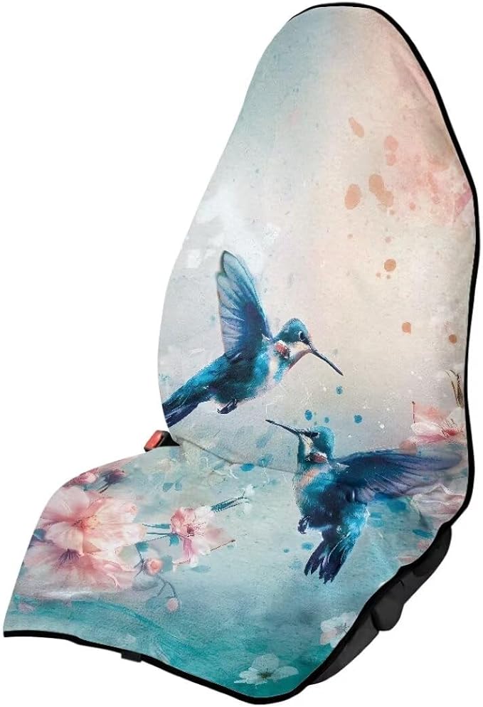 Coldinair Hummingbird Floral Towel Car Seat Cover for Men,Sweat Car Seat Protector After Workout,Gym,Swimming,Anti-Slip Universal Car Seat Covers for Truck,Van,SUV