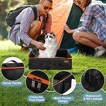 Deblue Portable Cat Travel Litter Box with Lid, Leak-Proof and Water-Proof, Lightweight Cat Litter Box for Car, Road Trip, Hotel, Airplane, and Outdoor-Black - Image 4