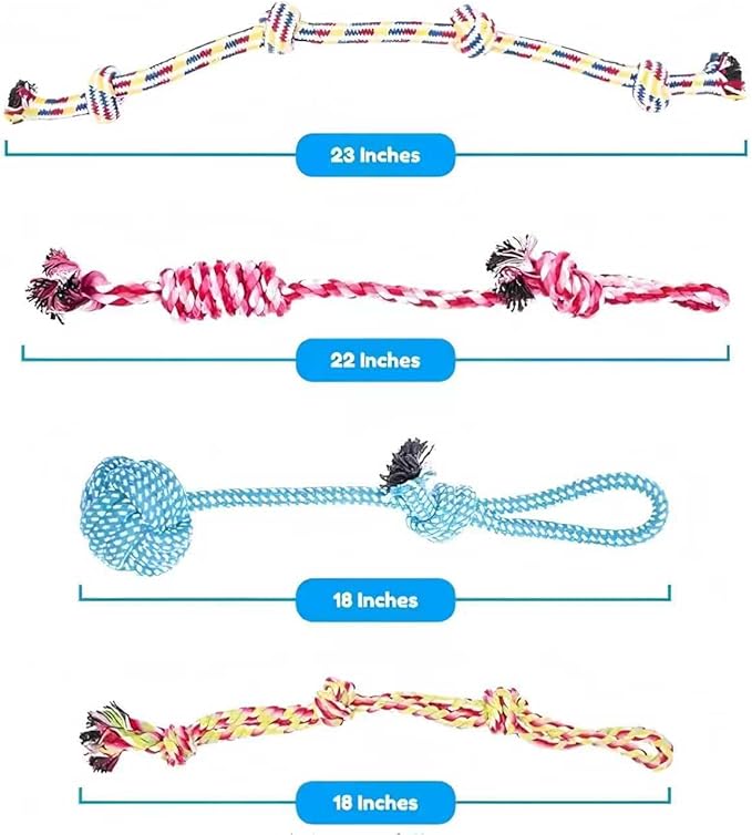 Dog Rope Toys Set, 11 Pack Puppy Chew Toys with Flying Disc, Cotton Rope Ball, Giraffe, Carrot, Knot Toys for Training, Playing, Interactive Pet Toys