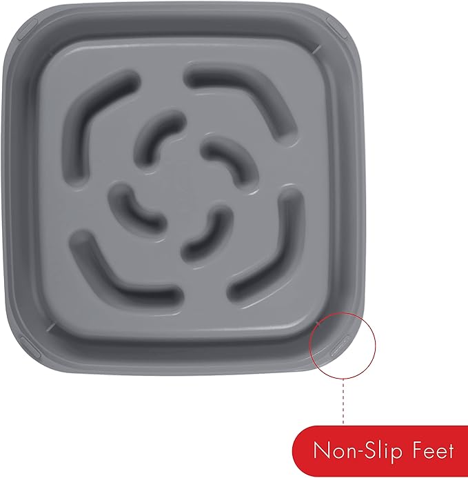 Dexas Seek and Snack Slow Feeder Maze with Non Slip Feet, 4 Cup Capacity, Gray, (PW304429)