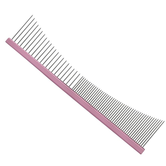 6.5 Inch Professional Concave Crescent Coarse Grooming Pet Comb Portable Wide/Fine Tooth Comb for Dogs & Cats Face & Chin Removing Tangles, Knots,Flea,Undercoat,and Excess Hair,Rounded Corners Design