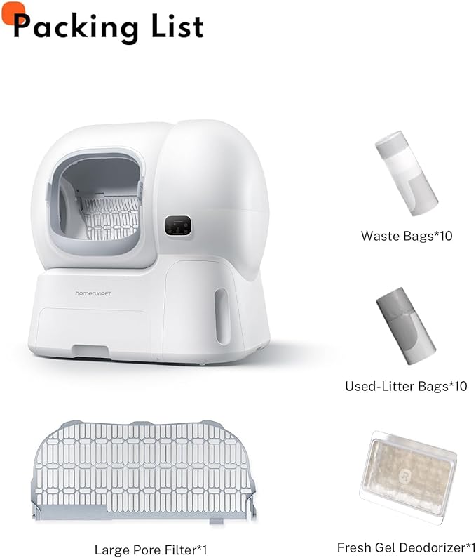 Homerunpet Self Cleaning Litter Box Set - 106L Ultra Large Automatic Cat Litter Box with Physical Anti-Pinch Safety, Auto Refill & One-Click Litter Replacement, App Control for Multi-Cat Homes