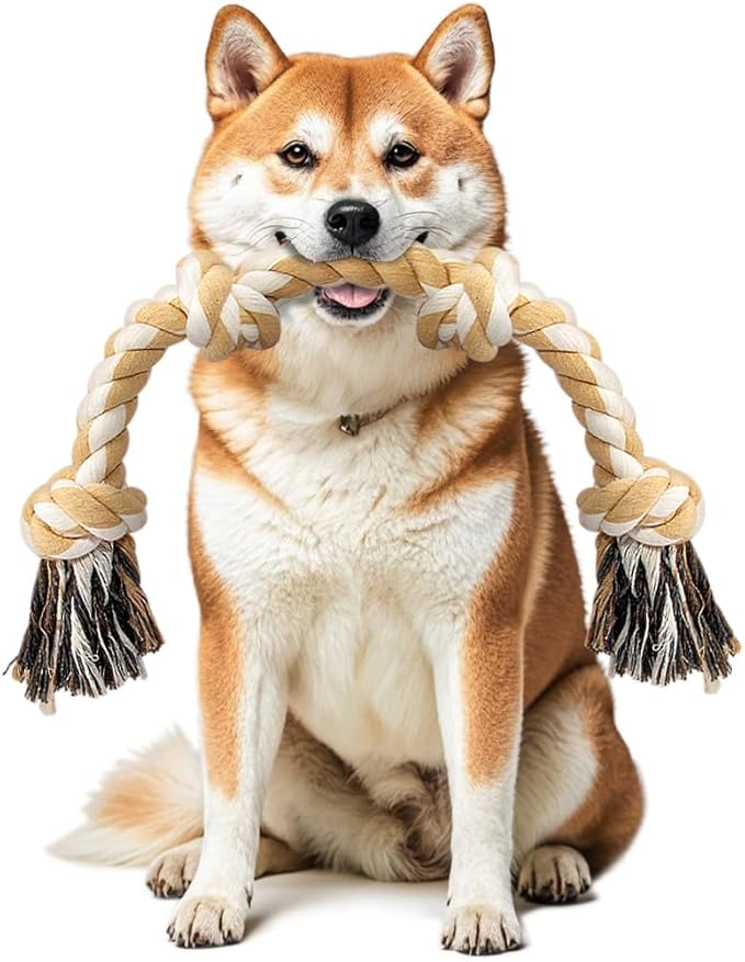 Ycozy 4-Knot Rope Toy for Medium/Small Dogs - 26in Aggressive Chewer Puppy Tug Toy, Almost Indestructible Teething Chew Toy