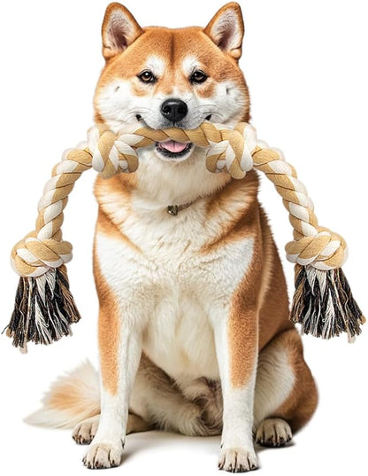 Ycozy 4-Knot Rope Toy for Medium/Small Dogs - 26in Aggressive Chewer Puppy Tug Toy, Almost Indestructible Teething Chew Toy