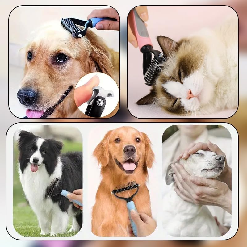 2-Sided Dematting & Deshedding Comb for Dogs & Cats – Undercoat Detangler Brush for Shedding, Matted Hair & Fur Remover Tool, Ergonomic Handle for Stress-Free Pet Grooming (Green) - Image 6